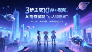 三步生成10W+视频，AI制作微观“小人物世界”科幻大片，条条万赞，1条作品涨粉2.3万-简创项目网