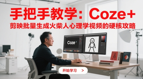手把手教学：Coze + 剪映批量生成火柴人心理学视频的硬核攻略-简创项目网