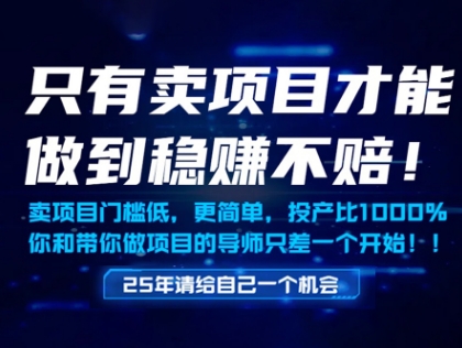 只有卖项目才能做到稳挣不赔，门槛低，更简单，你也可以年入百个W【揭秘】-简创项目网