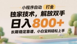 小程序自动打金独家技术,解放双手日入8张,长期稳定靠谱,小白宝妈轻松上手【揭秘】-简创项目网