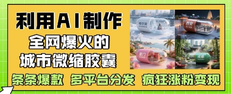 利用AI制作全网爆火的城市微缩胶囊，条条爆款， 多平台分发，疯狂涨粉变现-简创项目网