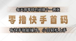 零撸快手首码,每天用零碎时间搞个一两张,有快手就能操作小白轻松上手【揭秘】-简创项目网