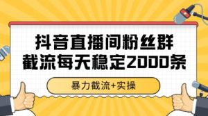 抖音直播间粉丝群暴力截流，一台电脑每天稳定2000条数据【揭秘】-简创项目网