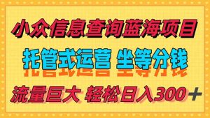 稳定日入300＋，小众信息查询蓝海项目，全程懒人式托管，解放你的时间-简创项目网