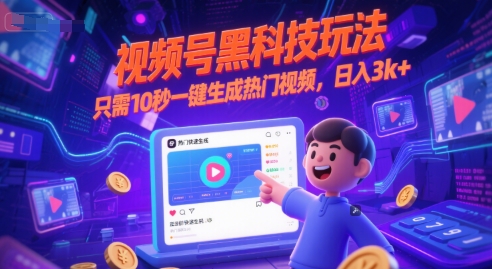 视频号黑科技玩法，只需10秒一键生成热门视频，日入3k+【揭秘】-简创项目网
