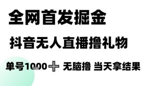 全网首发掘金抖音无人直播撸礼物，单号1k +无脑撸，当天拿结果【揭秘】-简创项目网