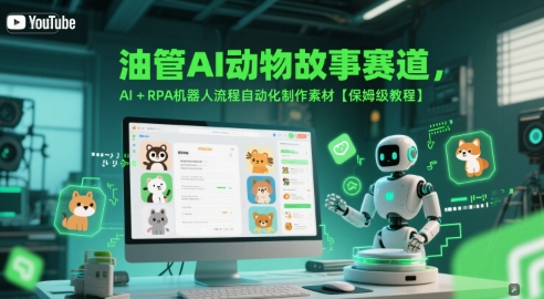 油管AI动物故事赛道，AI+RPA机器人流程自动化制作素材【保姆级教程】-简创项目网