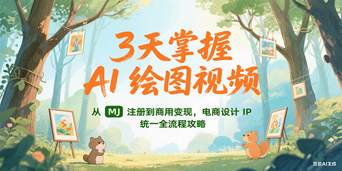 3天掌握AI绘图视频，从MJ 注册到商用变现，电商设计IP统一全流程攻略-简创项目网