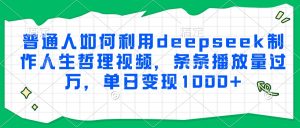 普通人如何利用deepseek制作人生哲理视频，条条播放量过万，单日变现1000+-简创项目网
