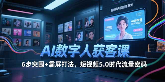 AI数字人获客课，6步突围+霸屏打法，短视频5.0时代流量密码-简创项目网