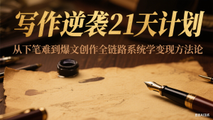 写作逆袭21天计划:从下笔难到爆文创作全链路系统学变现方法论-简创项目网