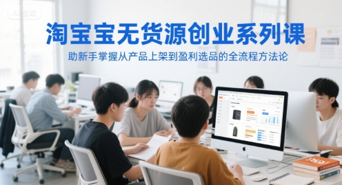 淘宝无货源创业系列课，助新手掌握从产品上架到盈利选品的全流程方法论-简创项目网