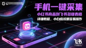 手机一键采集小红书商品到飞书多维表格，详细教程，小白应该很容易操作-简创项目网