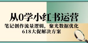 从0学小红书运营，笔记创作流量逻辑，聚光数据优化，618大促解决方案-简创项目网