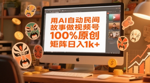 用AI自动民间故事做视频号，100%原创，矩阵日入1k+-简创项目网
