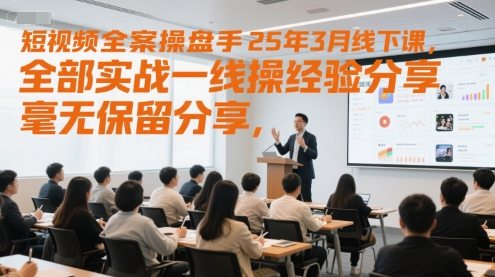 短视频全案操盘手25年3月线下课，全部实战一线操盘手经验分享，毫无保留分享，全是干货-简创项目网