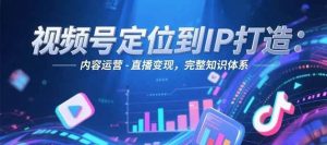 视频号定位到IP打造:账号搭建-内容运营-直播变现,完整知识体系-简创项目网