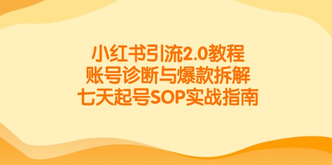 小红书引流2.0教程，账号诊断与爆款拆解，七天起号SOP实战指南-简创项目网