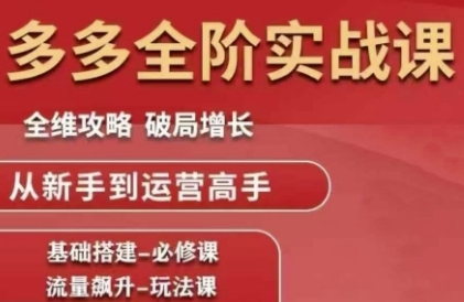 拼多多全阶实战课程，全维攻略，破局增长，从新手到运营高手-简创项目网