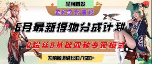 6月份最新得物创作者分成计划2.0玩法，0粉丝0基础四种模式变现，从隐蔽渠道无脑搬运，日入2张-简创项目网