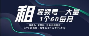 租视频号，一个60每月，2个120.纯绿色、无风险，常年租【揭秘】-简创项目网