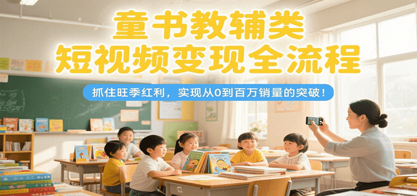 童书教辅类短视频变现全流程，抓住旺季红利，实现从0到百万销量的突破！-简创项目网