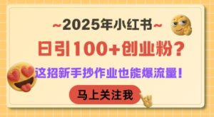2025年小红书日引100+创业粉?这招新手抄作业也能爆流量!-简创项目网