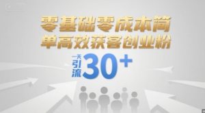 零基础零成本简单高效获客创业粉,一天引流30+-简创项目网
