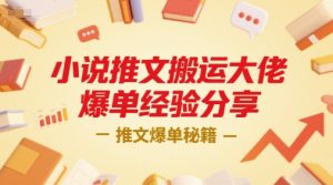 小说推文搬运大佬爆单经验分享，推文爆单秘籍-简创项目网