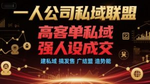 一人公司私域联盟,高客单私域,强人设成交,建私域 搞发售 广结盟 造势能-简创项目网