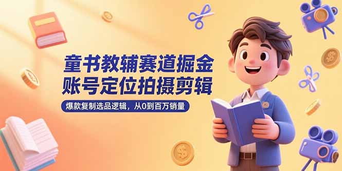 童书教辅赛道掘金，账号定位拍摄剪辑，爆款复制选品逻辑，从0到百万销量-简创项目网
