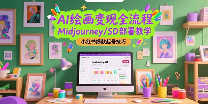 AI绘画变现全流程，Midjourney/SD部署教学，小红书爆款起号技巧-简创项目网