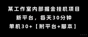 某工作室内部掘金挂G项目,新平台,每天30分钟,单机30+【揭秘】-简创项目网