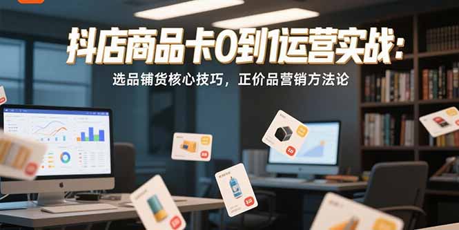 抖店商品卡0到1运营实战：选品铺货核心技巧，正价品营销方法论-简创项目网
