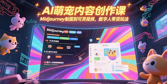 AI萌宠内容创作课，Midjourney制图到可灵视频，数字人带货玩法-简创项目网