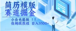 简历模版赛道掘金，小白也能做，保姆级教程，日入1k+【揭秘】-简创项目网