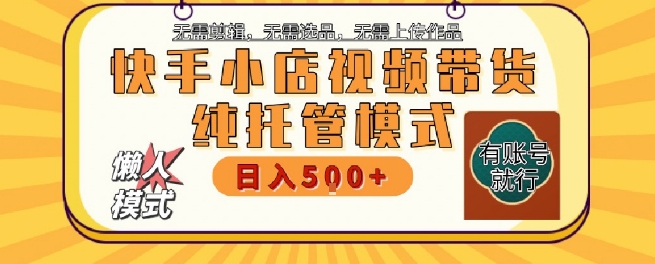 快手小店托管代运营，无需剪辑，无需选品，无需上传作品，全程无需操作，轻松月入5k+【揭秘】-简创项目网