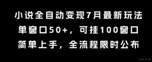 小说全自动变现7月玩法,单窗口50+,可挂100窗口,简单上手,全流程限时公布【揭秘】-简创项目网