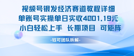 视频号银发经济赛道单账号实操单日实收1k+，小白轻松上手长期项目-简创项目网