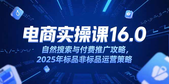 淘宝电商运营课16.0，自然搜索与付费推广攻略，2025年标品非标品运营策略-简创项目网