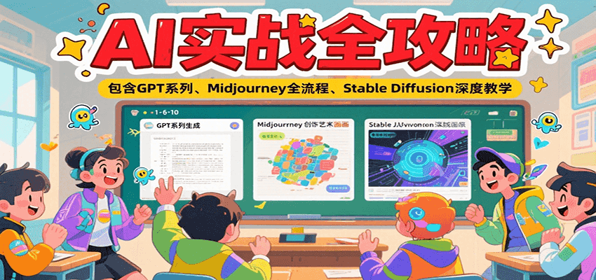 AI实战全攻略，包含GPT系列、Midjourney全流程、Stable Diffusion深度教学-简创项目网