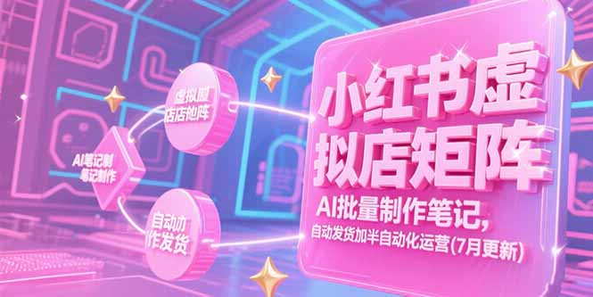 小红书虚拟店矩阵，AI批量制作笔记，自动发货加半自动化运营(7月更新-简创项目网
