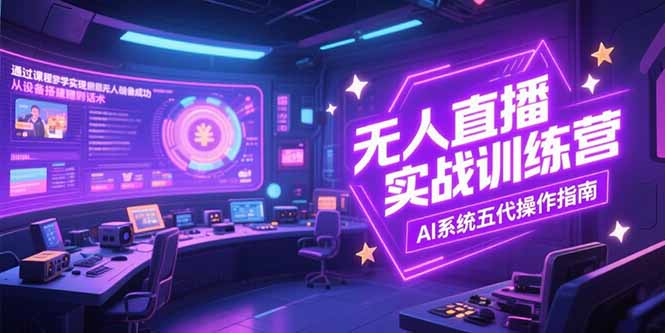 无人直播实操训练营，从设备搭建到话术，AI系统五代操作指南(7月更新-简创项目网