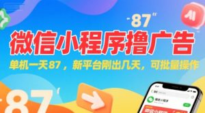 微信小程序看广告，单机一天87，新平台刚出几天，可批量操作，日入5张-简创项目网