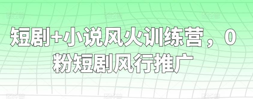 短剧+小说风火训练营，0粉短剧风行推广-简创项目网
