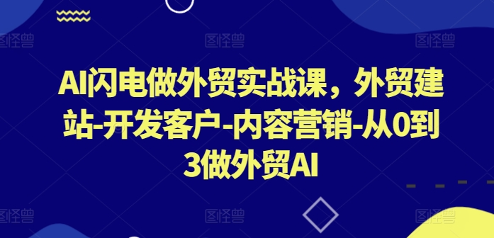 AI闪电做外贸实战课，​外贸建站-开发客户-内容营销-从0到3做外贸AI(更新)-简创项目网