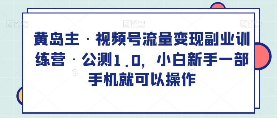 黄岛主·视频号流量变现副业训练营·公测1.0，小白新手一部手机就可以操作-简创项目网