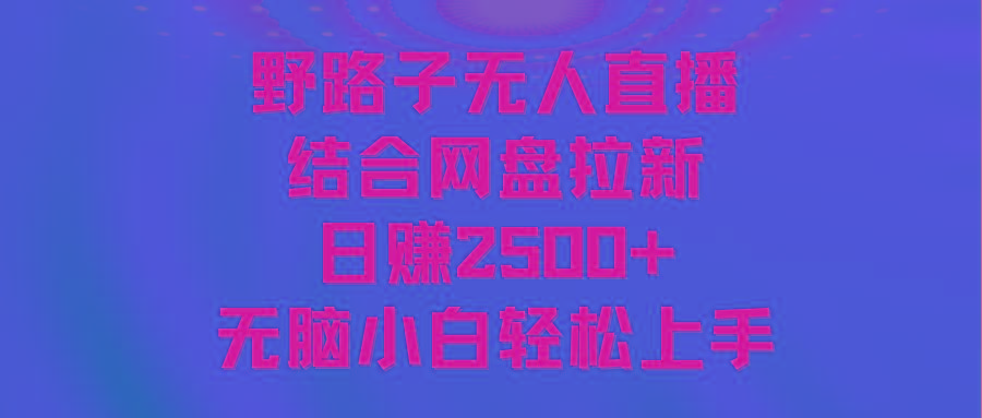 无人直播野路子结合网盘拉新，日赚2500+多平台变现，小白无脑轻松上手操作-简创项目网