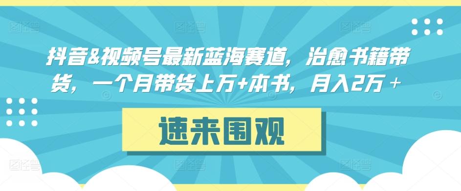 抖音&视频号最新蓝海赛道，治愈书籍带货，一个月带货上万+本书，月入2万＋【揭秘】-简创项目网