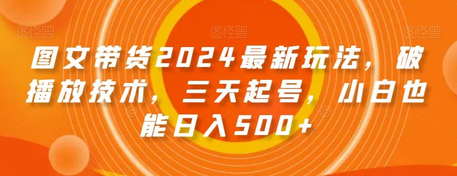 图文带货2024最新玩法，破播放技术，三天起号，小白也能日入500+【揭秘】-简创项目网